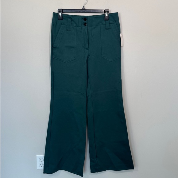 NWT Maeve Naomi Ponte Wide-Leg Flare Pants in Blue/Green - 8 - Picture 2 of 7
